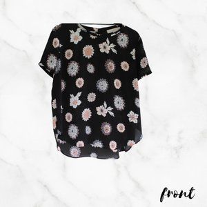 LOFT Navy blue with flower print blouse